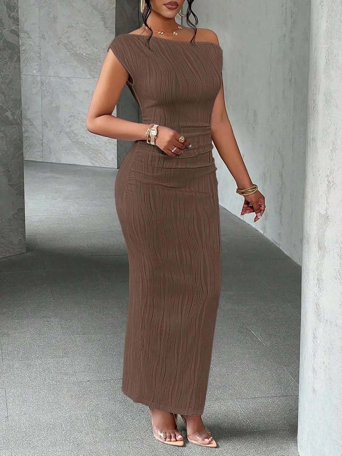 Women's 2025 Sexy Bodycon Dress Summer Elegant Party Off-Shoulder Dress