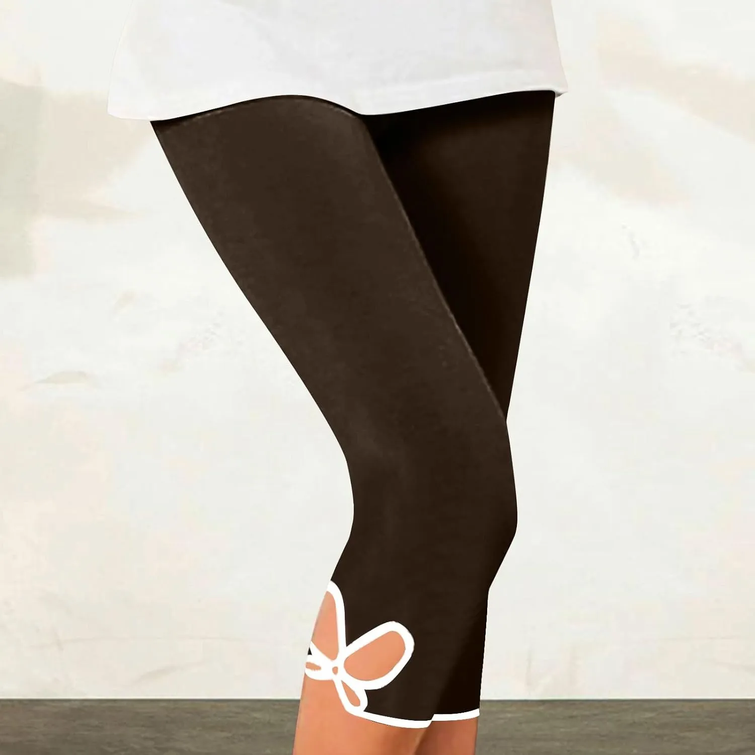 Womens Capris Summer High Waist Cropped Knee Lenth Short Stretchy Leggings Leggings Workout Compression Pants