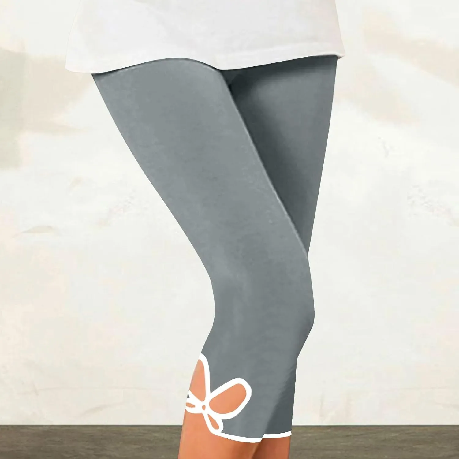 Womens Capris Summer High Waist Cropped Knee Lenth Short Stretchy Leggings Leggings Workout Compression Pants