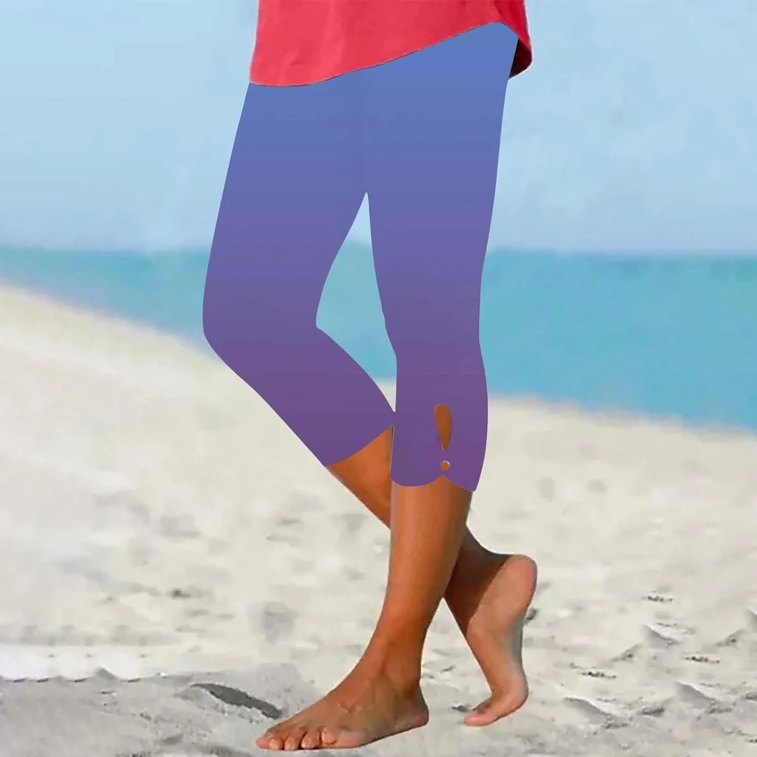 Womens Capris Summer High Waist Cropped Knee Lenth Short Stretchy Leggings Leggings Workout Compression Pants