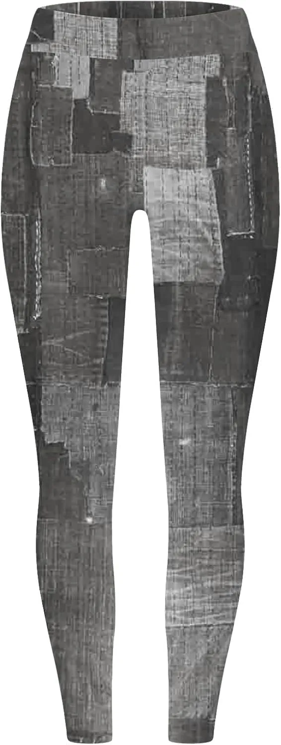 Women's Jean Look Jeggings Tights Slimming Stretchy Faux Denim Leggings Pants Capri High Waist Skinny Jean Leggings