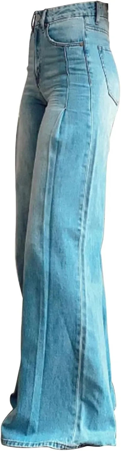 Womens Oversized Plus Size Sweatpant Jeans Summer Vintage High Waisted Stretchy Wide Leg Denim Pants Y2K Cute Bottoms