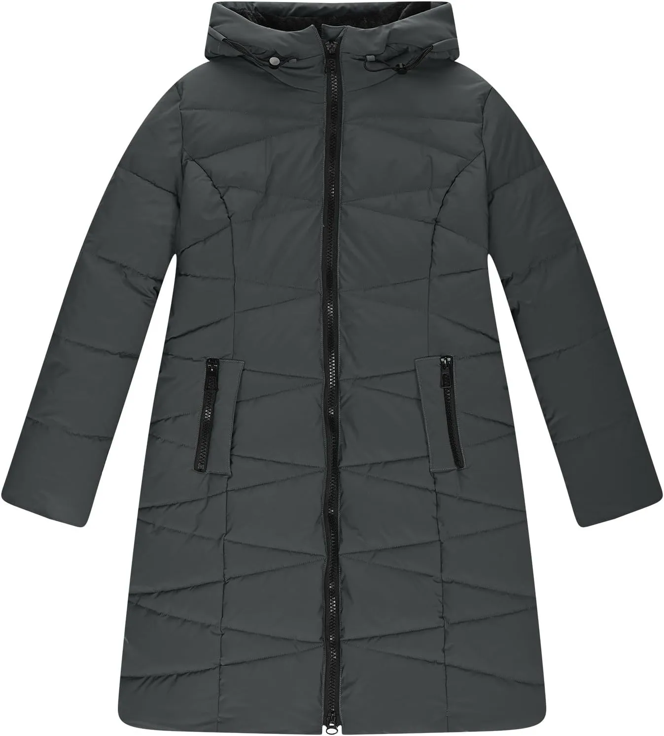 Womens Winter Long Coats Trendy Warm Puffer Jacket Sherpa Fleece Lined Down Coat Thicken Hooded Parka Padded Coats