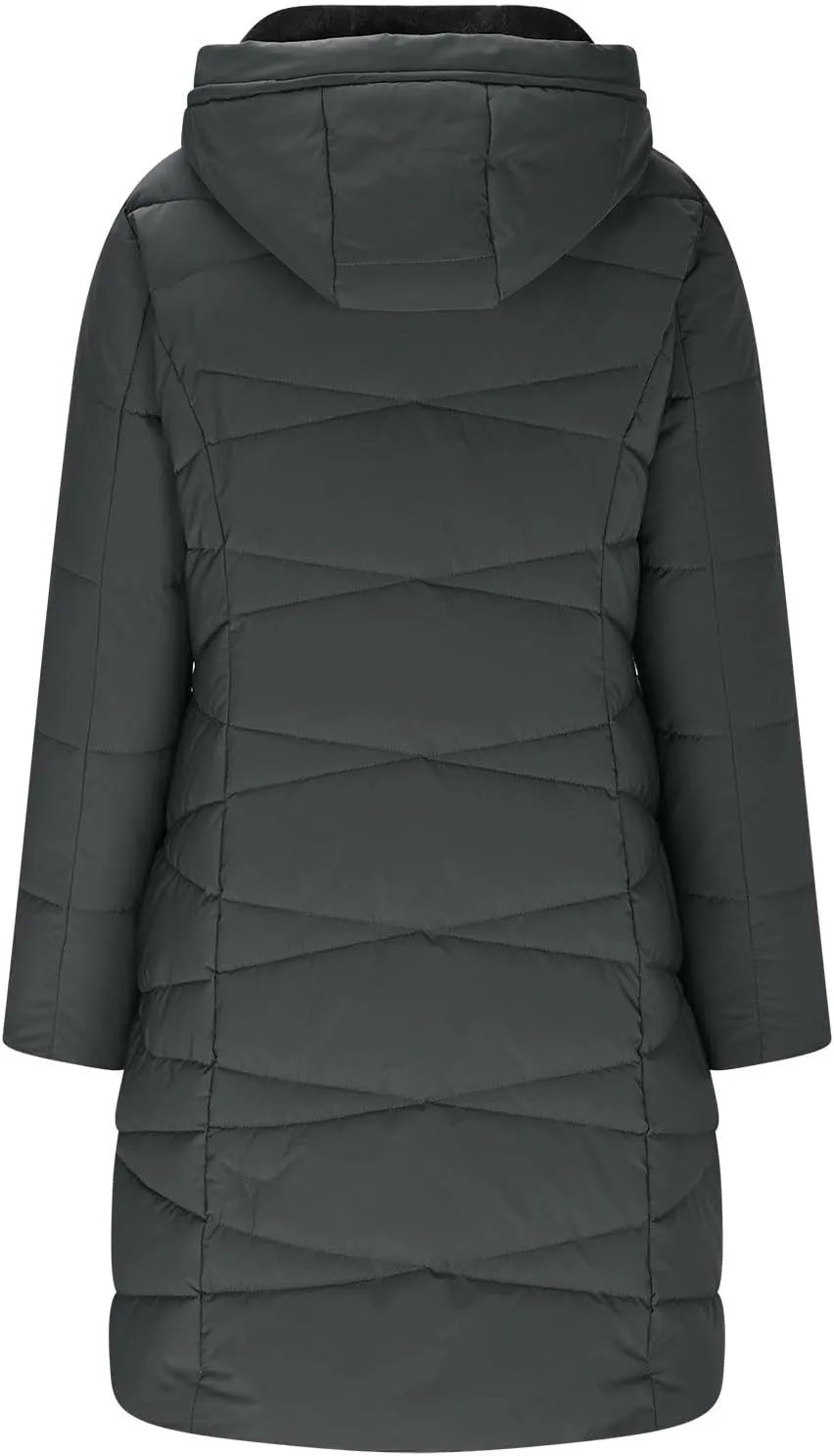 Womens Winter Long Coats Trendy Warm Puffer Jacket Sherpa Fleece Lined Down Coat Thicken Hooded Parka Padded Coats